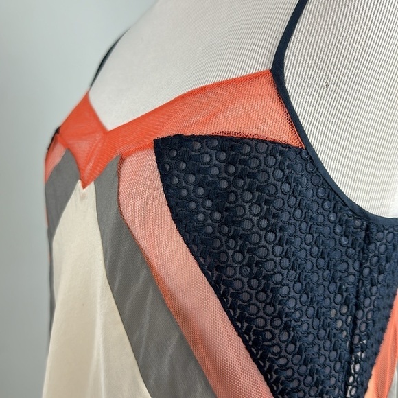 BCBGMAZAZRIA Runway Silk Mesh Geometric Camisole - Picture 6 of 16